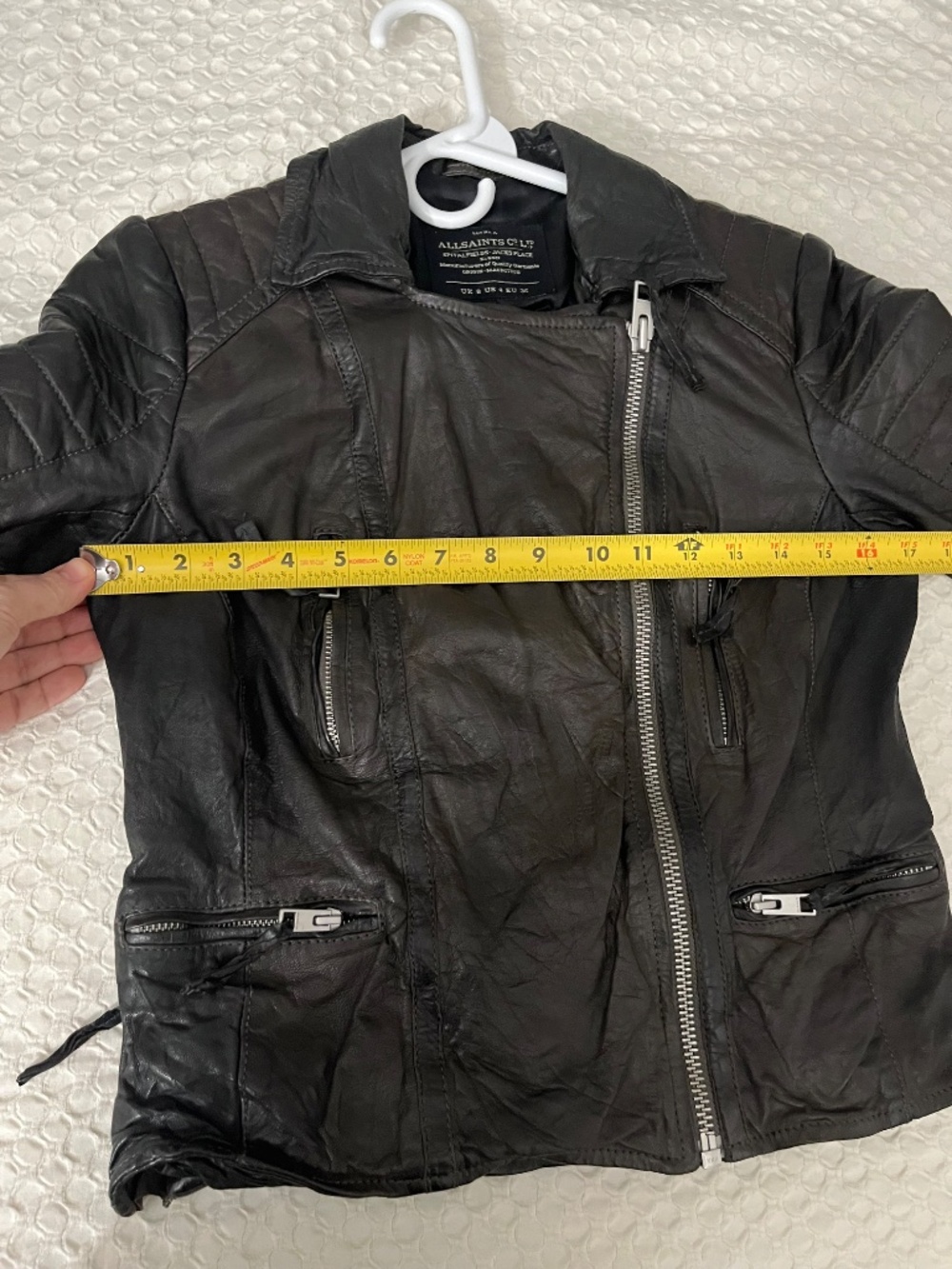 All Saints Slate Biker Spitalfields Jacks Place Leather Jacket - Picture 13 of 14
